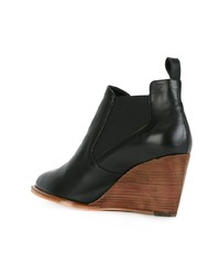 Черные кожаные ботильоны на танкетке от Robert Clergerie