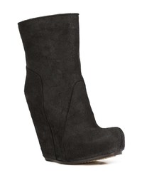 Черные кожаные ботильоны на танкетке от Rick Owens