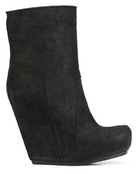 Черные кожаные ботильоны на танкетке от Rick Owens