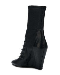 Черные кожаные ботильоны на танкетке от Rick Owens