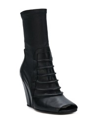 Черные кожаные ботильоны на танкетке от Rick Owens