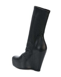 Черные кожаные ботильоны на танкетке от Rick Owens