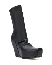 Черные кожаные ботильоны на танкетке от Rick Owens