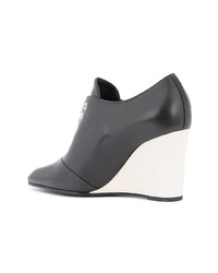 Черные кожаные ботильоны на танкетке от Lanvin