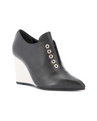 Черные кожаные ботильоны на танкетке от Lanvin