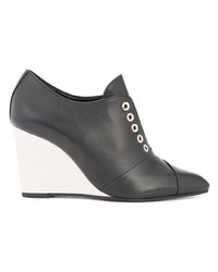 Черные кожаные ботильоны на танкетке от Lanvin