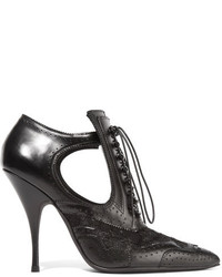 Черные кожаные ботильоны на шнуровке с вырезом от Givenchy