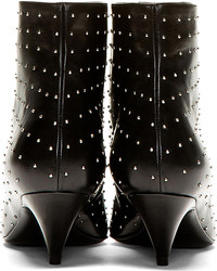 Черные кожаные ботильоны на шнуровке с украшением от Saint Laurent