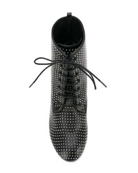 Черные кожаные ботильоны на шнуровке с шипами от Marc Ellis