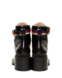 Черные кожаные ботильоны на шнуровке от Gucci