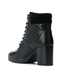 Черные кожаные ботильоны на шнуровке от Geox