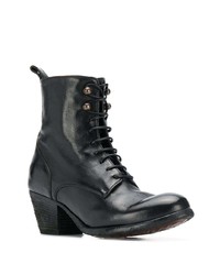 Черные кожаные ботильоны на шнуровке от Officine Creative