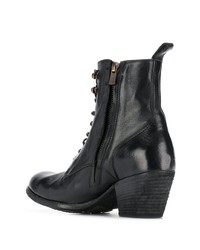Черные кожаные ботильоны на шнуровке от Officine Creative