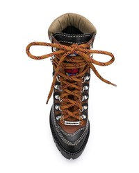 Черные кожаные ботильоны на шнуровке от Dsquared2