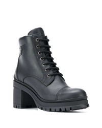 Черные кожаные ботильоны на шнуровке от Prada