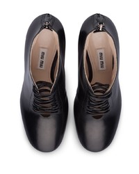 Черные кожаные ботильоны на шнуровке от Miu Miu