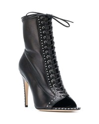 Черные кожаные ботильоны на шнуровке от Sergio Rossi