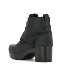 Черные кожаные ботильоны на шнуровке от No.6