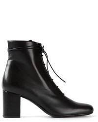 Черные кожаные ботильоны на шнуровке от Saint Laurent