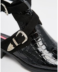 Черные кожаные ботильоны с вырезом от Daisy Street