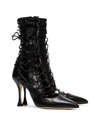 Черные кожаные ботильоны с вырезом от Liudmila