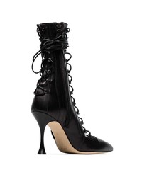 Черные кожаные ботильоны с вырезом от Liudmila