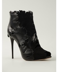 Черные кожаные ботильоны с вырезом от Alexander McQueen