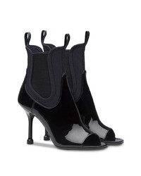 Черные кожаные ботильоны с вырезом от Prada