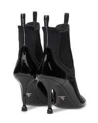 Черные кожаные ботильоны с вырезом от Prada