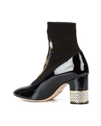 Черные кожаные ботильоны с принтом от Gucci