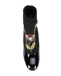 Черные кожаные ботильоны с принтом от Gucci