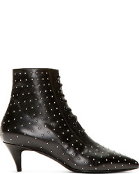 Черные кожаные ботильоны с украшением от Saint Laurent