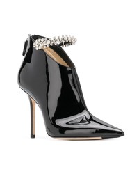 Черные кожаные ботильоны с украшением от Jimmy Choo