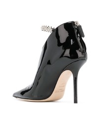 Черные кожаные ботильоны с украшением от Jimmy Choo