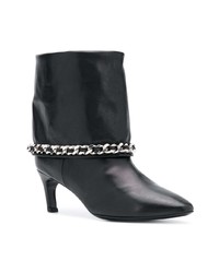 Черные кожаные ботильоны с украшением от Marc Ellis