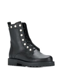 Черные кожаные ботильоны с украшением от Twin-Set