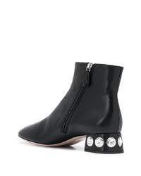 Черные кожаные ботильоны с украшением от Miu Miu