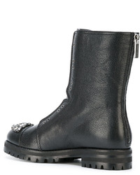 Черные кожаные ботильоны с украшением от Jimmy Choo