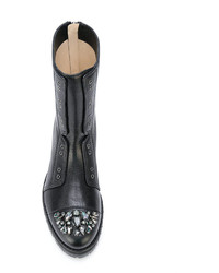 Черные кожаные ботильоны с украшением от Jimmy Choo