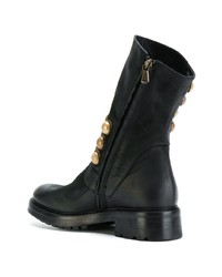 Черные кожаные ботильоны с украшением от Strategia