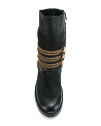 Черные кожаные ботильоны с украшением от Strategia