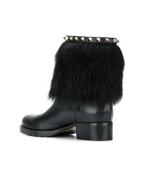 Черные кожаные ботильоны с украшением от Valentino
