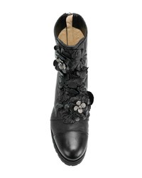 Черные кожаные ботильоны с украшением от Jimmy Choo