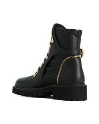 Черные кожаные ботильоны с украшением от Giuseppe Zanotti Design