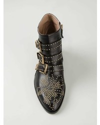 Черные кожаные ботильоны с украшением от Chloé