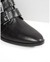 Черные кожаные ботильоны с шипами от Asos