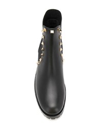 Черные кожаные ботильоны с шипами от Valentino