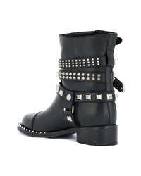 Черные кожаные ботильоны с шипами от Philipp Plein