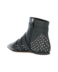 Черные кожаные ботильоны с шипами от RED Valentino