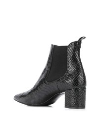 Черные кожаные ботильоны со змеиным рисунком от Albano